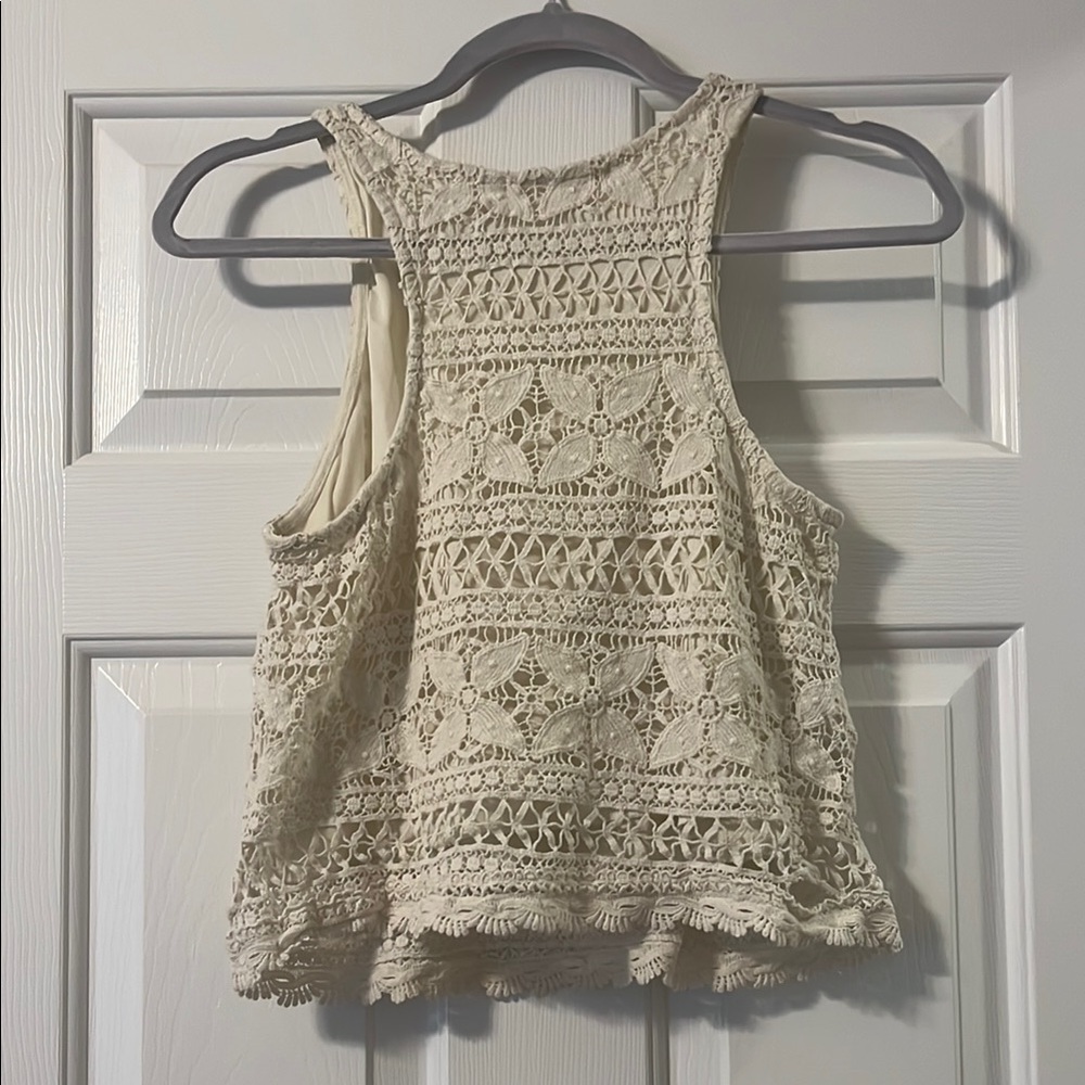 Boho Cream Embellished Lace Tank Top - Picture 4 of 4